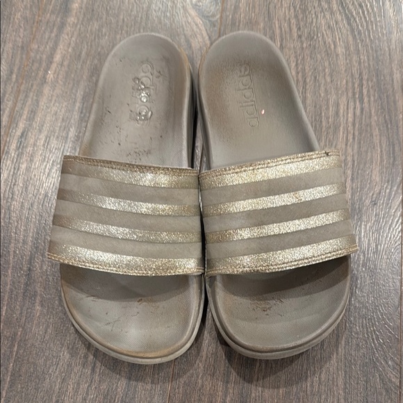 adidas Shoes - Adidas Metallic Gray Slide Sandals size 6 5:17